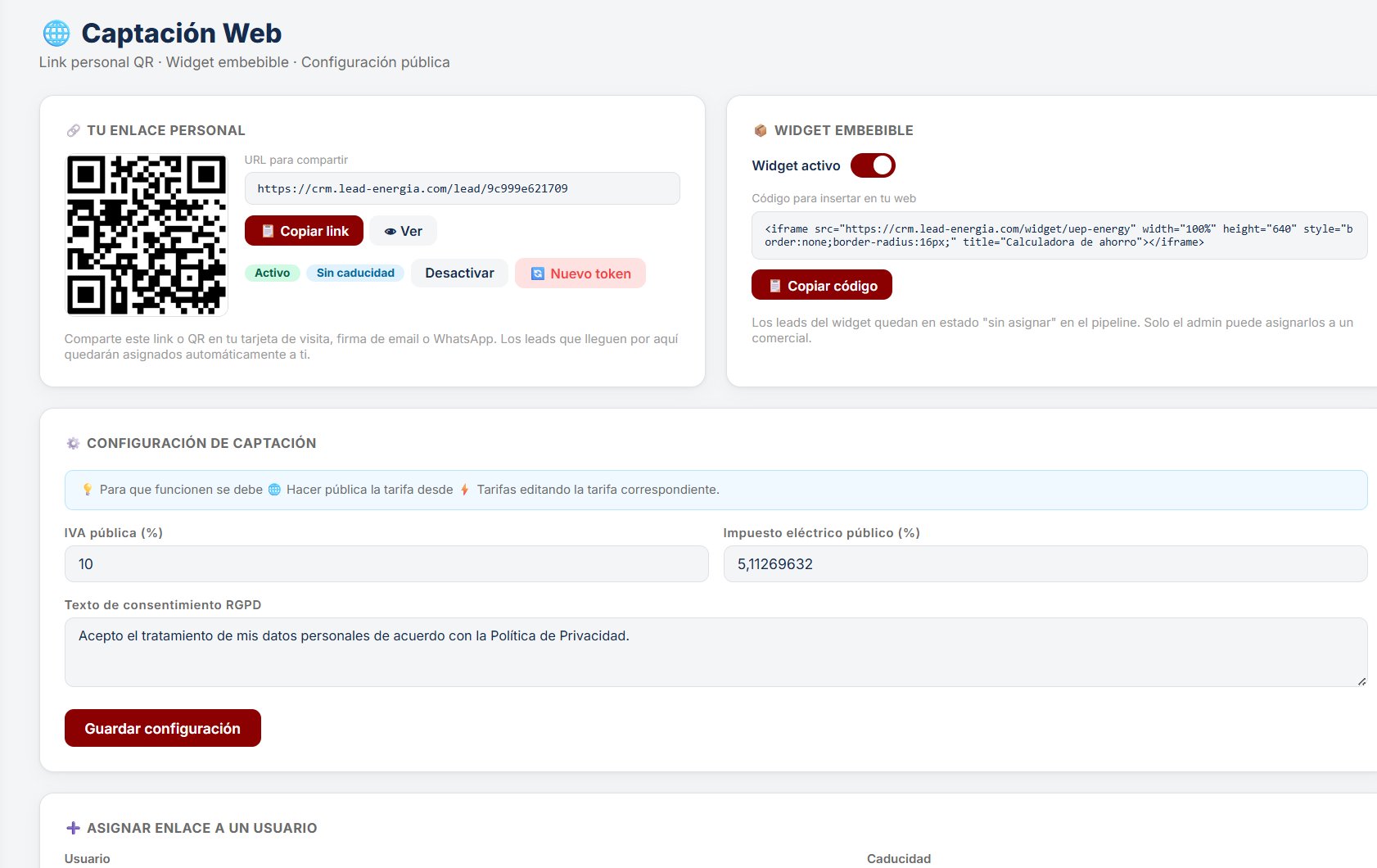🌐 Captación web y widget